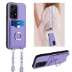 For Honor 200 Lite Global R20 Crossbody Rope Ring Card Holder Phone Case Purple - 1