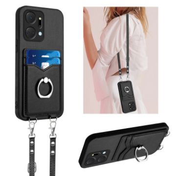 For Honor X7a/Play7T R20 Crossbody Rope Ring Card Holder Phone Case - 1