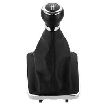 VW Passat B6 2005-2011 Gear Shift Knob, Leather, Chrome Frame - 5 Speed - 1