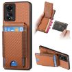 OPPO A17 Carbon Fiber Wallet Stand Phone Case - Brown - 1
