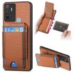 OPPO A53/A53S Carbon Fiber Wallet Stand Phone Case - Brown - 1