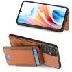 OPPO A53/A53S Carbon Fiber Wallet Stand Phone Case - Brown - 5