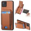 OPPO A72 5G Carbon Fiber Wallet Stand Phone Case - Brown - 1