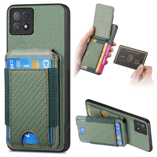 OPPO A72 5G Green Carbon Fiber Wallet Stand Phone Case - 1