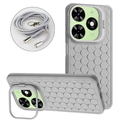 Tecno Spark Go 2024 Honeycomb Radiating Holder TPU Phone Case - Grey - 1