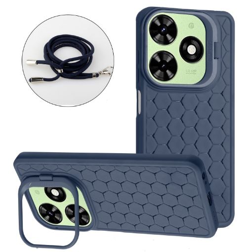 Tecno Spark 20 Blue TPU Phone Case with Lanyard - 1