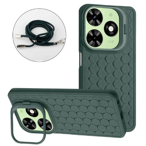 Tecno Spark 20 Green TPU Phone Case with Lanyard - 1