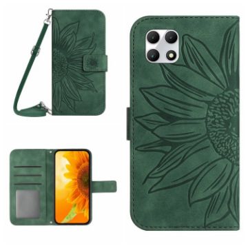 Green Sun Flower Embossed Leather Flip Case for T-Mobile REVVL 7 5G - 1