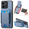 Realme C53 Carbon Fiber Wallet Stand Phone Case - Blue - 1