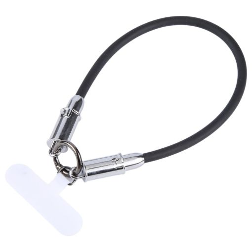 USB-C to 8 Pin Data Cable Lanyard, 30cm - Black Silicone - 1
