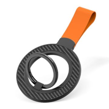 Carbon Fiber Magnetic Ring Buckle Holder Black Orange - 1