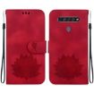 Red LG K61 Lotus Embossed Leather Phone Case - 1
