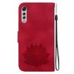 Red LG Velvet/Velvet 5G/G9 Lotus Embossed Leather Phone Case - 3