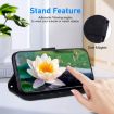 Nokia XR21 Lotus Embossed Leather Phone Case - Black - 5