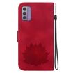 Nokia G42 Red Leather Phone Case - Lotus Embossed - 3