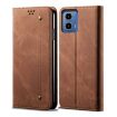 Motorola Moto G85 Denim Texture Flip Leather Phone Case - Brown - 1
