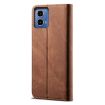 Motorola Moto G85 Denim Texture Flip Leather Phone Case - Brown - 3