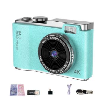 2.4 inch Dual-lens 4K HD CCD Camera Retro Kids Camera (Green) - 1
