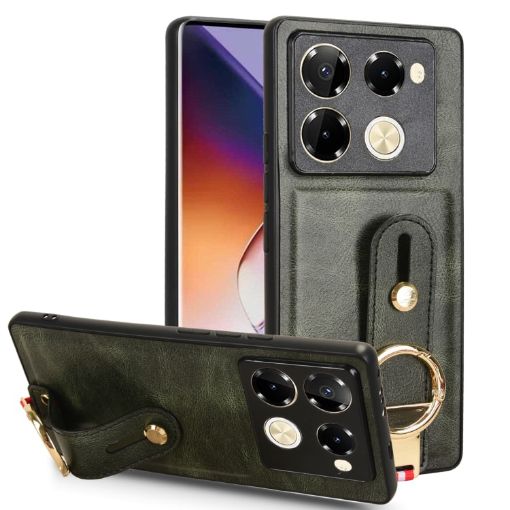Infinix Note 40 Pro 4G X6850 Green Leather Wristband Phone Case - 1