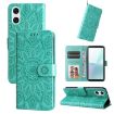 Sony Xperia 10 VI Green Sunflower Leather Phone Case - 1