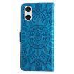 Sony Xperia 10 VI Blue Leather Phone Case - Embossed Sunflower - 3