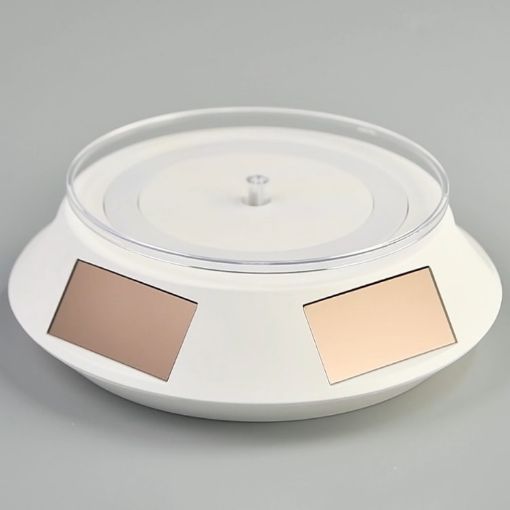 14cm Solar Spinning Display Stand with LED Light - White Transparent - 1