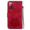 Samsung Galaxy S20 FE 4G/5G Lotus Embossed Leather Phone Case - Red - 3