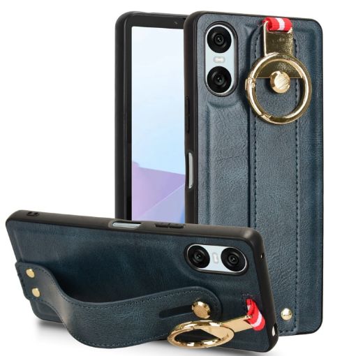 Sony Xperia 10 VI Blue Leather Wristband Phone Case - 1