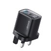 USAMS CC231 30W USB+USB-C Dual Port Charger, UK Plug (Black) - 1