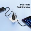 USAMS CC229 30W USB+USB-C Dual Port Charger EU Plug Black - 5