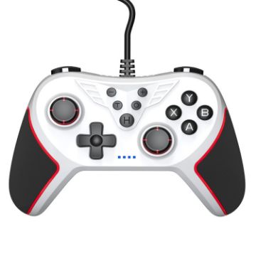 White USB Wired Gamepad for Switch/PC with Vibration & Burst Function - 1