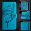 Samsung Galaxy A40 Embossed Butterfly Leather Phone Case - Blue - 5