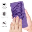 Samsung Galaxy A40 Embossed Butterfly Leather Phone Case - Light Purple - 4
