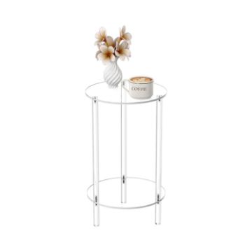 YX107 Acrylic Round Two-layer Small Bedside Table - 1