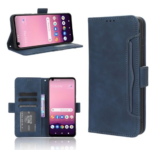 Orbic Magic 5G R678EL Leather Phone Case (Blue) - Card Slots, Calf Texture - 1