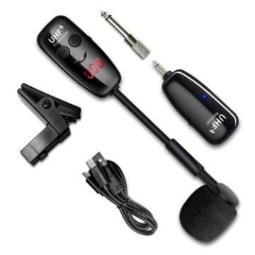 Black Saxophone Wireless Microphone Pickup - Outdoor Performance - 1