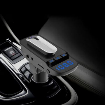 ER9 Hands-Free Calling Car Kit Bluetooth Headset Dual USB Charger FM Transmitter - 1