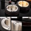 HONEST Cigar Ashtray Metal Cowhide Leather Black+Black - 4