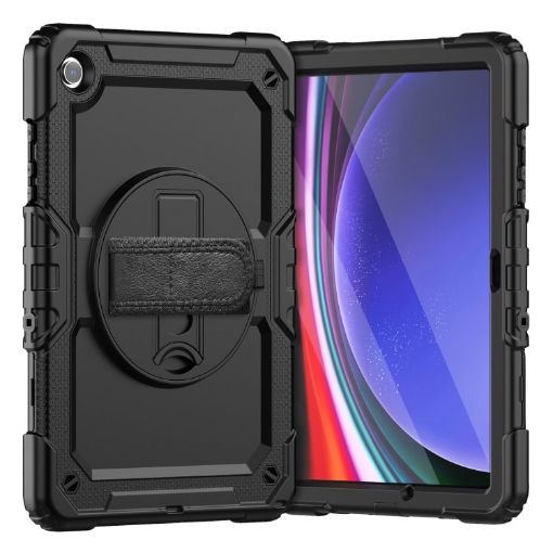 Samsung Galaxy Tab A9+ Silicone + PC Tablet Case with Shoulder Strap - Black - 1