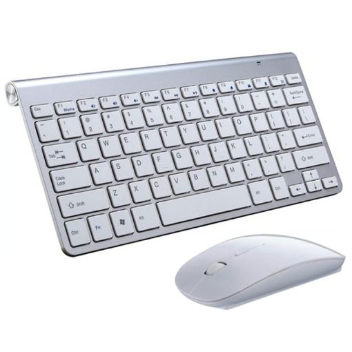 Mini Wireless Keyboard Mouse Set - Silver - 1
