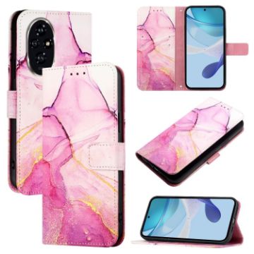 For Honor 200 PT003 Marble Pattern Flip Leather Phone Case - Pink Purple Gold - 1