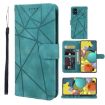 Samsung Galaxy A51 5G Green Leather Phone Case - Geometric Lines - 1