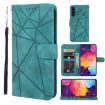 Samsung Galaxy A50 Green Leather Phone Case - Geometric Lines Skin Feel - 1