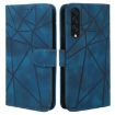 Samsung Galaxy A50 Blue Leather Phone Case - Geometric Lines Skin Feel - 2