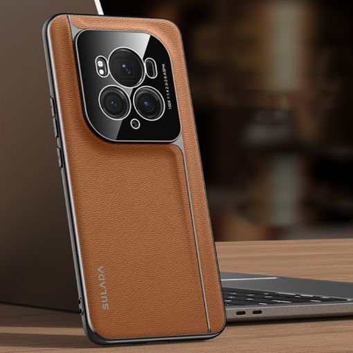 For Honor Magic6 Pro/Magic6 Ultimate SULADA Frameless Cowhide Leather Phone Case - 1