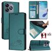 Oukitel C51 Cat Rat Embossed Pattern RFID Leather Phone Case - Peacock Green - 1