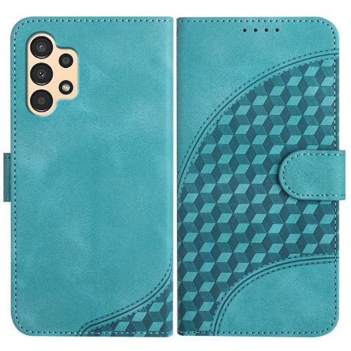 Samsung Galaxy A13 4G Elephant Head Embossed Leather Case - Light Blue - 1