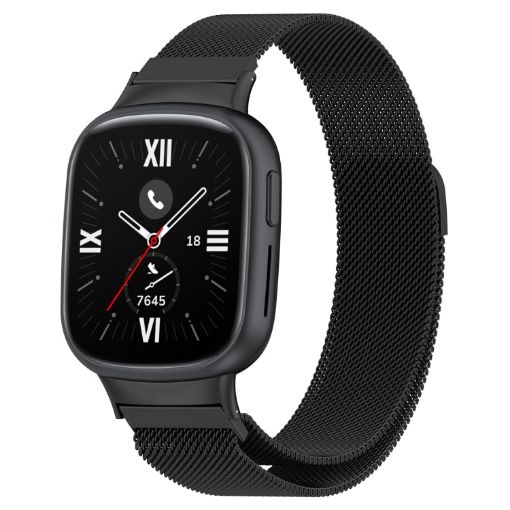 For Honor Watch 4 Milan Magnetic Steel Mesh Band - Black - 1
