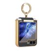 Samsung Galaxy Z Flip5 Colorful PU Phone Case with Ring Holder - Black - 1