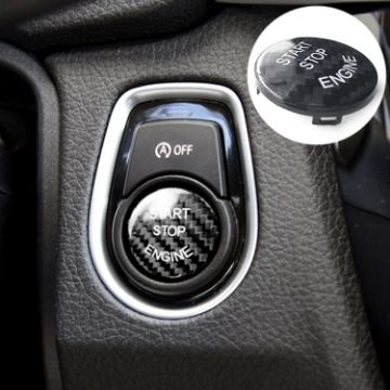 BMW E Chassis Carbon Fiber Engine Start Button Cover Trim - Black - 1